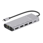 79591 6 in 1 8 Pin to RJ45 + HDMI + 8 Pin Charging + 3 USB 2.0 Ports Multifunctional HUB Converter Docking Station, 79591